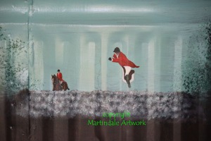 horse trough acrylic painting