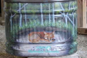 horse trough with fox painting